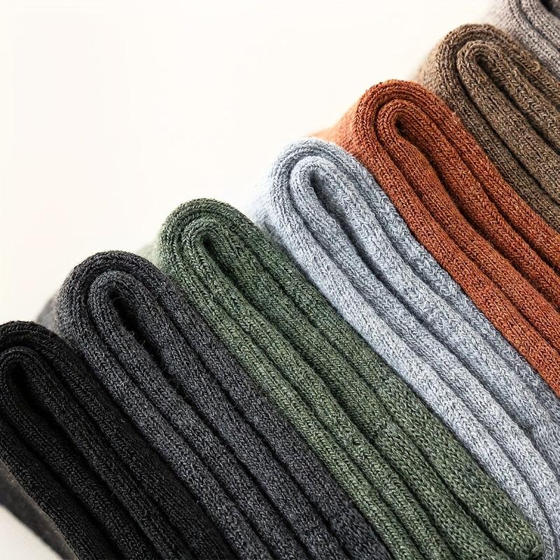 5 Pairs Ribbed Thick Socks Warm Mid Tube Stockings