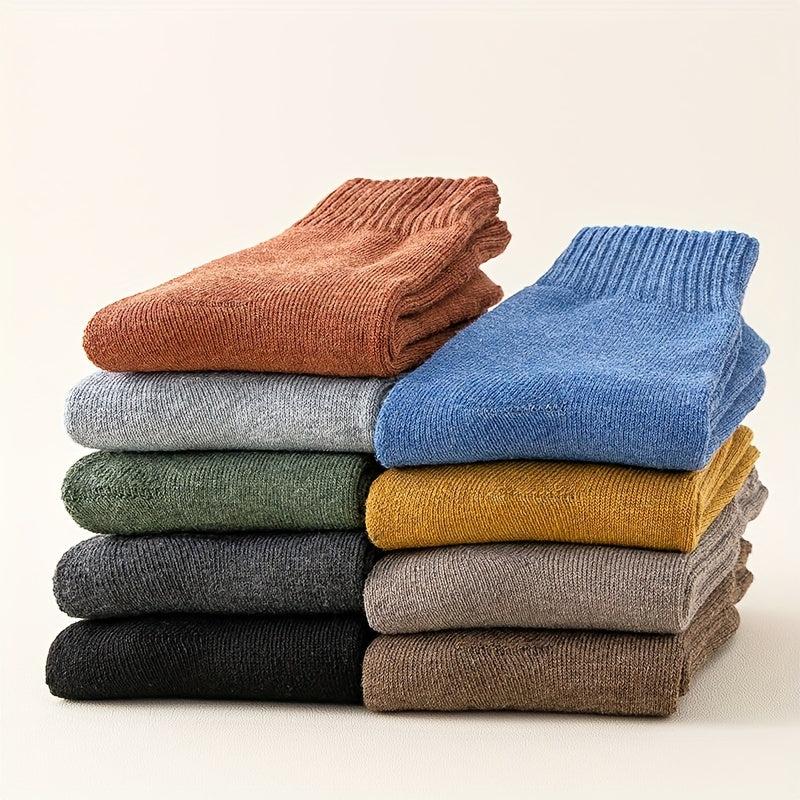 5 Pairs Ribbed Thick Socks Warm Mid Tube Stockings