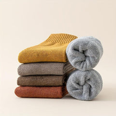 5 Pairs Ribbed Thick Socks Warm Mid Tube Stockings
