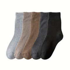 5 Pairs Ribbed Thick Socks Warm Mid Tube Stockings