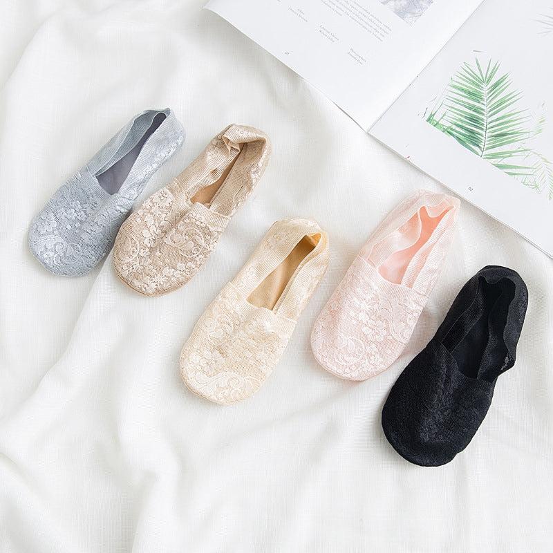 5 Pairs Lace No Show Socks Assorted Invisible Low Cut Ankle Socks
