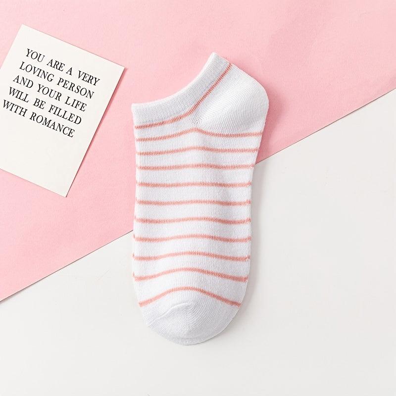 5 Pairs Strawberry Print & Plaid Striped Ankle Socks Women's Stockings