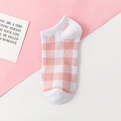 5 Pairs Strawberry Print & Plaid Striped Ankle Socks Women's Stockings