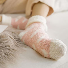Heart Pattern Coral Fleece Winter Socks Women's Stocking