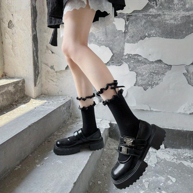 Mesh Ruffle Socks with Bow Women's Stockings
