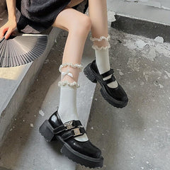 Mesh Ruffle Socks with Bow Women's Stockings