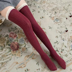 Stylish Japanese Over The Knee Socks with Lace Trim
