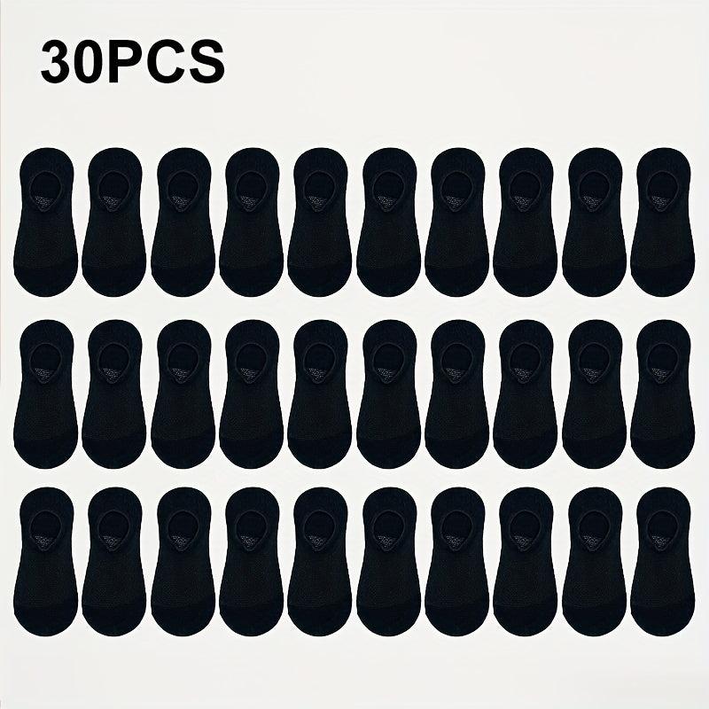 30 Pairs Unisex Solid Ankle Socks Lightweight Soft Low Cut Women's Stockings