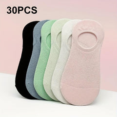 30 Pairs Unisex Solid Ankle Socks Lightweight Soft Low Cut Women's Stockings