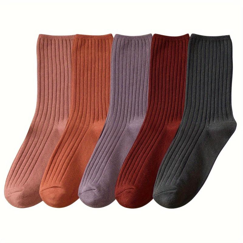 5 Pairs Solid Socks Comfy & Breathable Women's Stockings