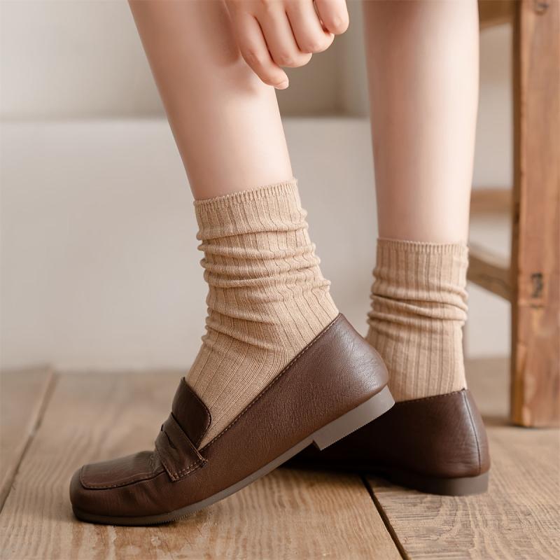 5 Pairs Solid Socks Comfy & Breathable Women's Stockings