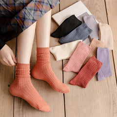 5 Pairs Solid Socks Comfy & Breathable Women's Stockings