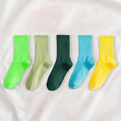 10 Pairs Women's Solid Mid Tube Socks, Comfy & Breathable Stockings