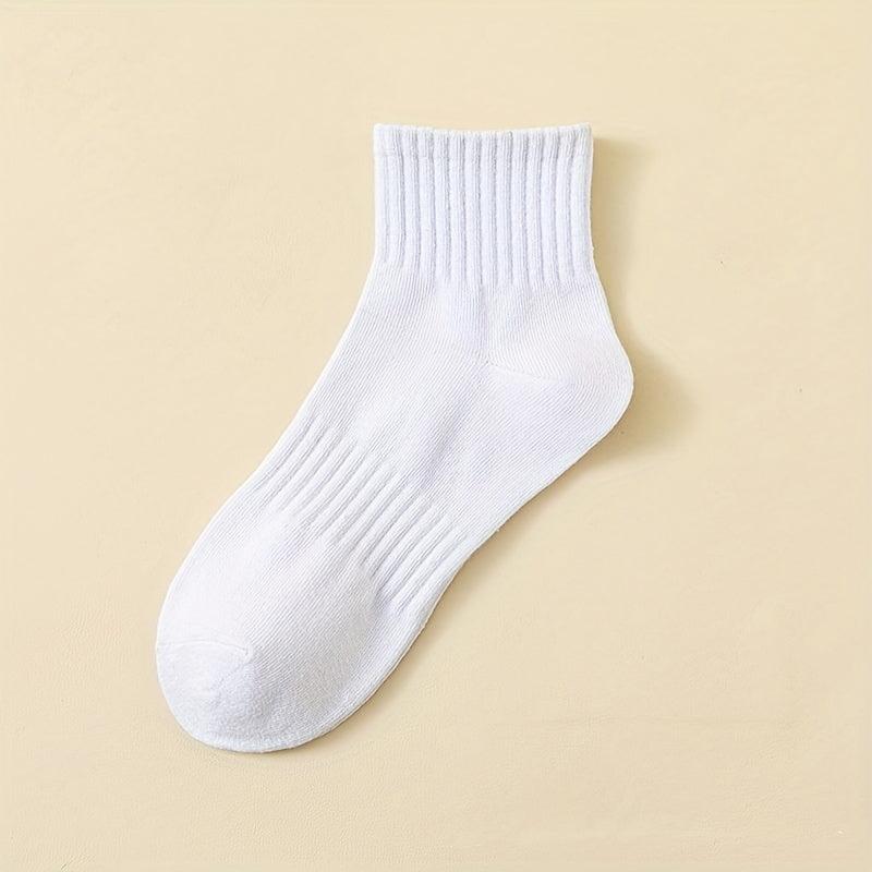5 Pairs Women's Crew Short Socks Comfy & Breathable Stockings