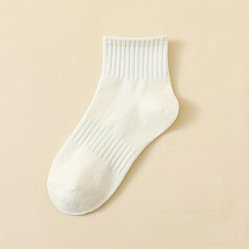 5 Pairs Women's Crew Short Socks Comfy & Breathable Stockings