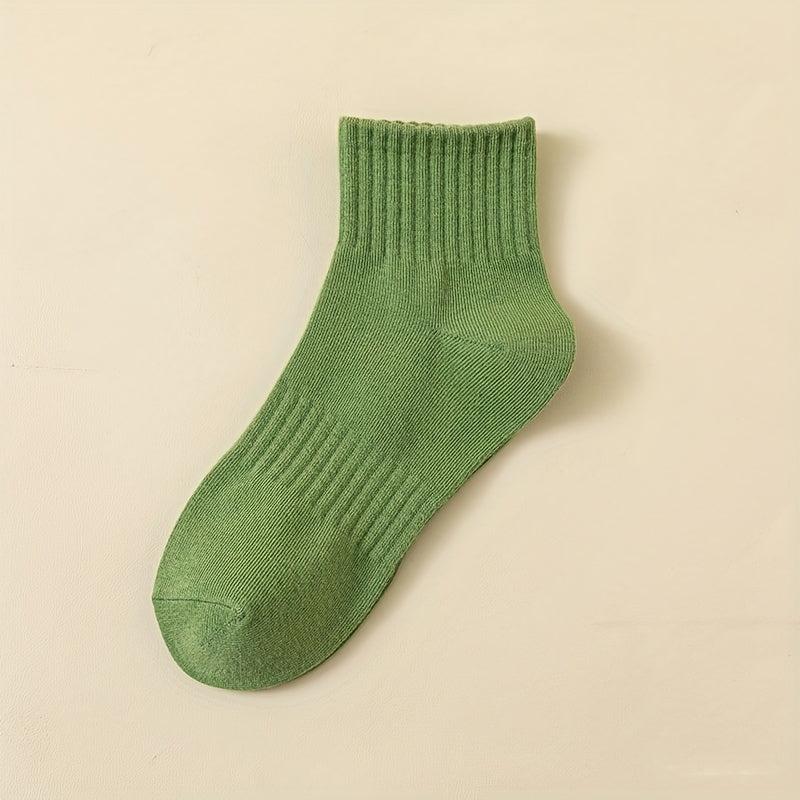 5 Pairs Women's Crew Short Socks Comfy & Breathable Stockings