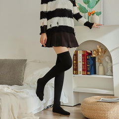 Solid Plush Over The Knee Socks Thermal Thickened Winter Knee High Stocks Women