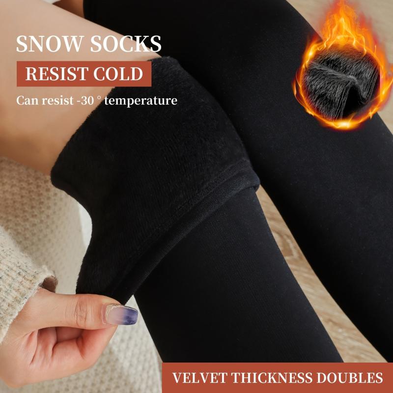 Solid Plush Over The Knee Socks Thermal Thickened Winter Knee High Stocks Women