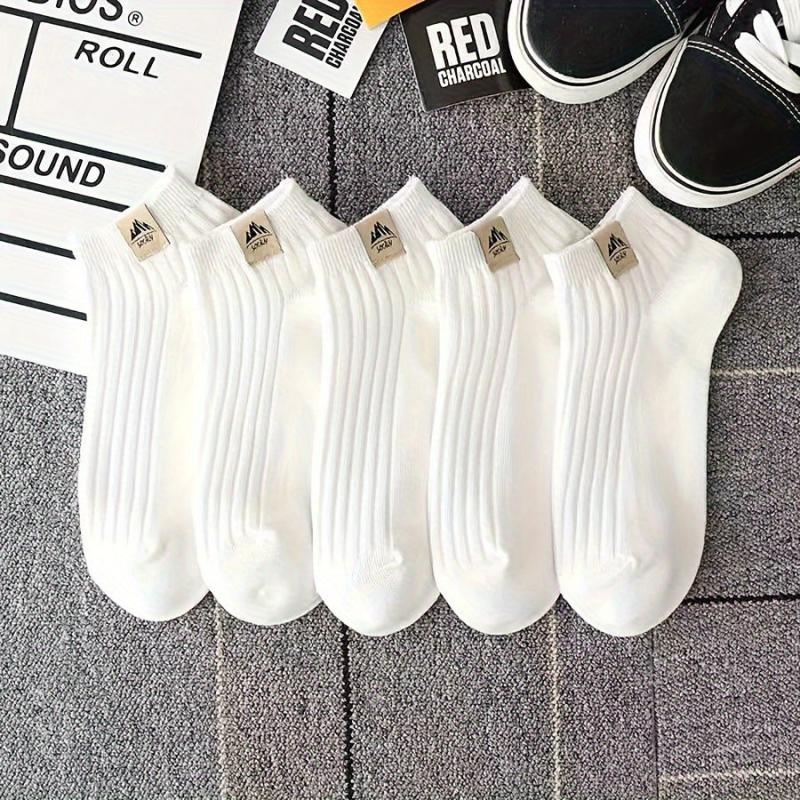 5 Pairs Solid Ankle Socks Lightweight Soft Low Cut Sports Women Stockings
