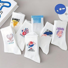 Cartoon Graffiti Print Socks for Women
