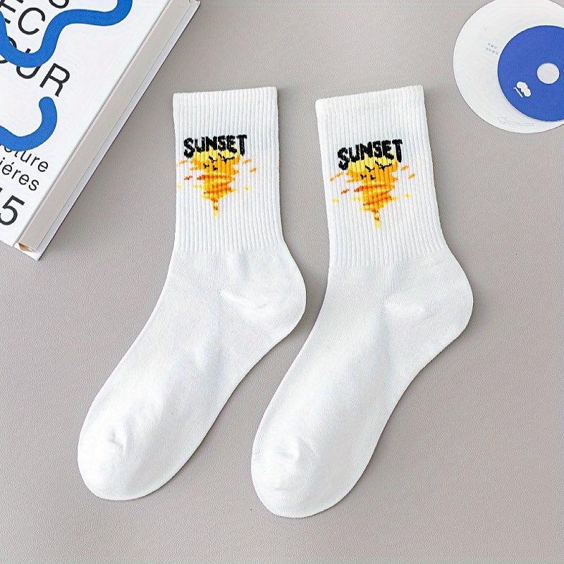 Cartoon Graffiti Print Socks for Women