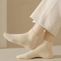 10 Pairs Women's Crew Short Socks Soft & Comfy Solid Stockings