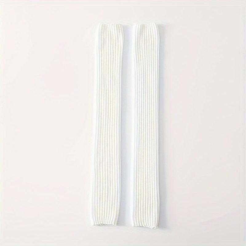 Solid Ribbed Leg Warmers Over Knee Socks Women's Stockings