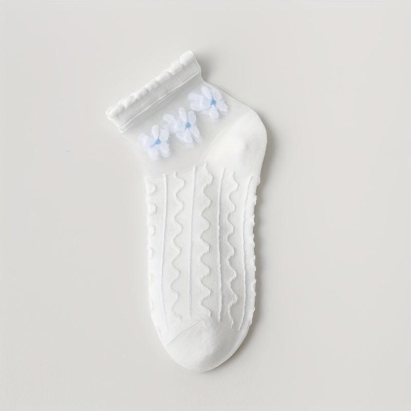 5 Pairs Colorblock Print Textured Short Socks Women's Ankle Stockings