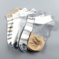 5 Pairs Striped Ankle Socks Women's Stockings