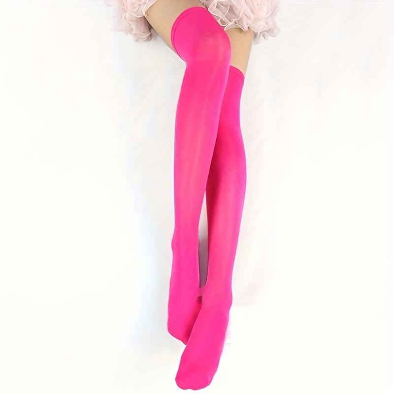 3 Pairs Thigh High Socks Elastic Over The Knee Stockings