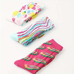 Colorblock Crew Socks Comfy & Breathable Women's Stockings