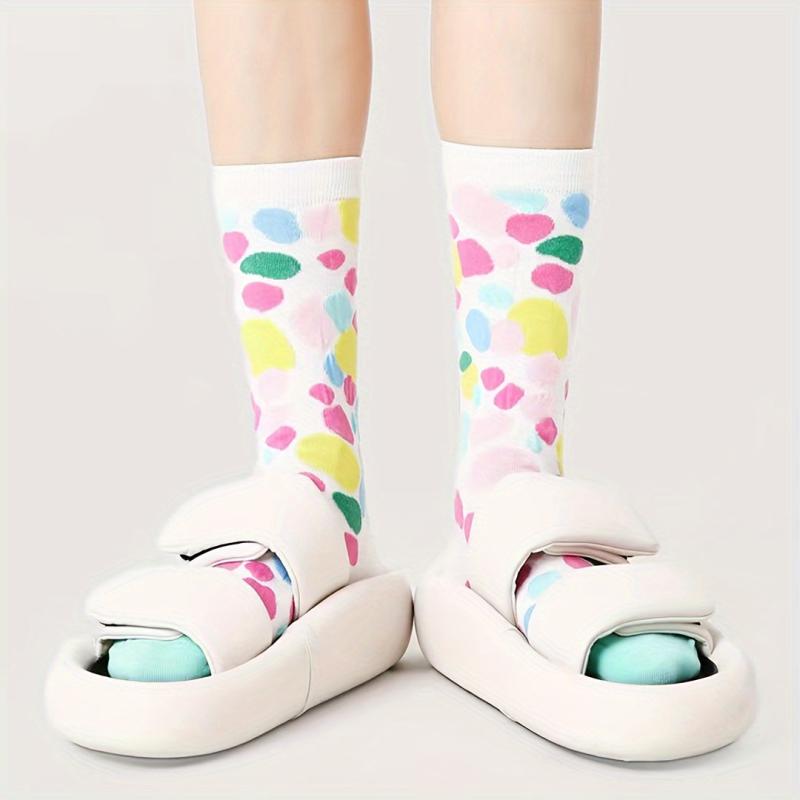 Colorblock Crew Socks Comfy & Breathable Women's Stockings