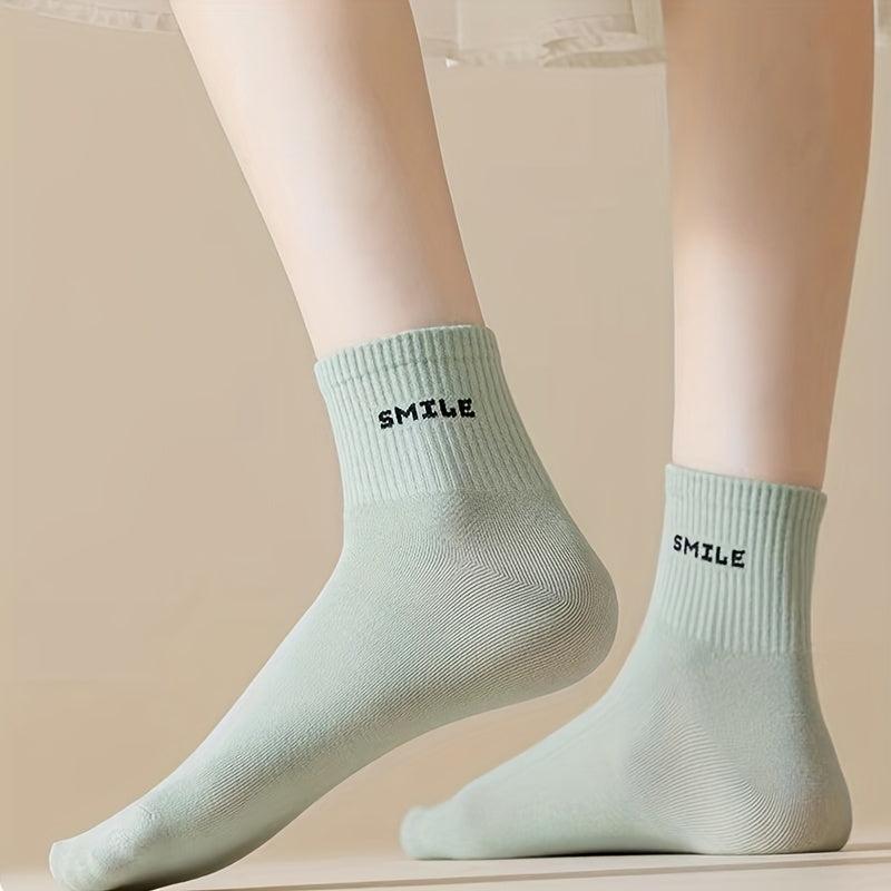 6 Pairs Letter Print Socks Women's Stockings
