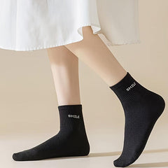 6 Pairs Letter Print Socks Women's Stockings