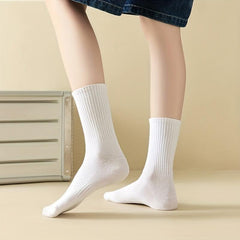 9 Pairs Solid Socks Comfy & Breathable Womens Stockings