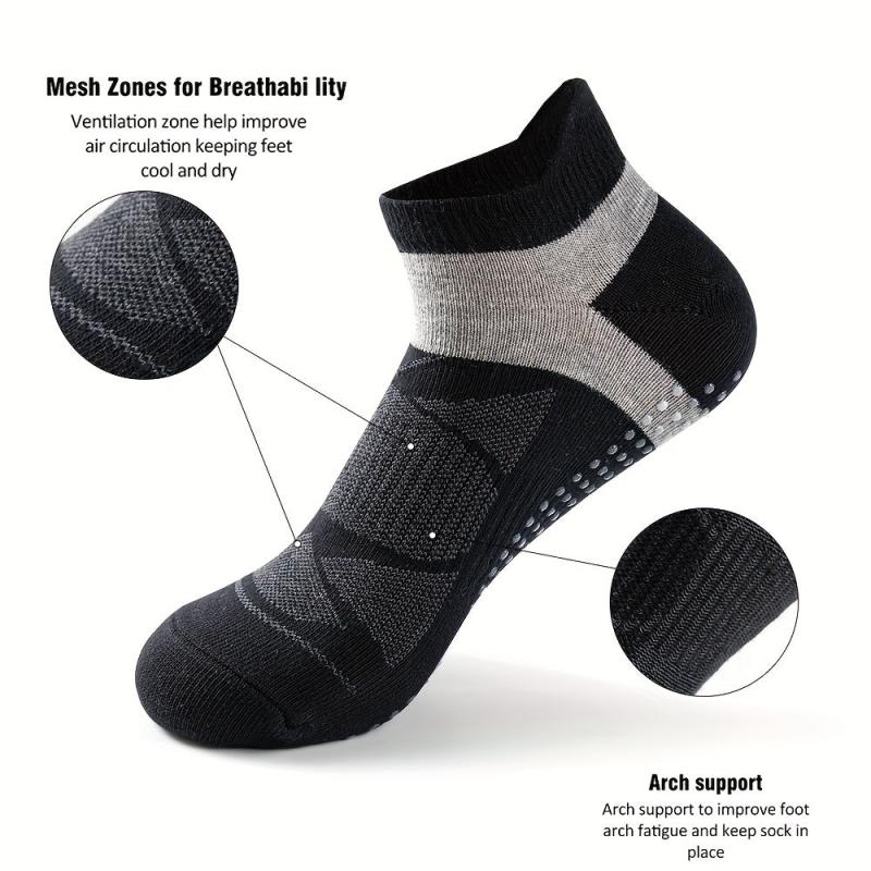 AceFine 3 Pairs Colorblock Sports Socks Non slip Low Cut Ankle Socks