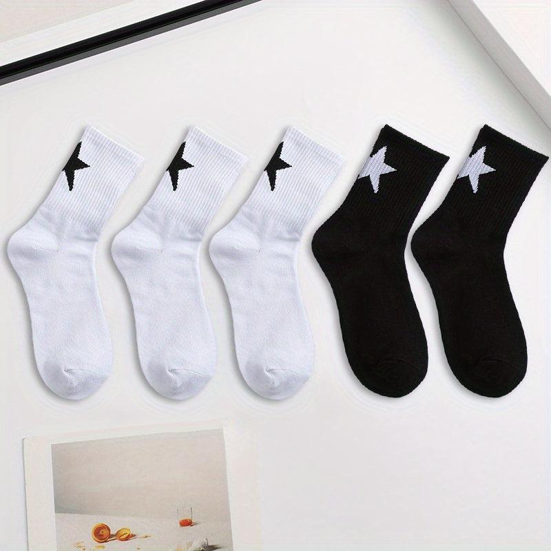 5 Pairs Star Pattern Socks Mid Tube Women's Stockings