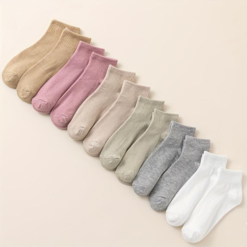 12 Pairs Solid Crew Socks Women's Stockings & Hosiery