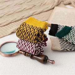 5 Pairs Geometric Pattern Crew Socks Women's Stockings