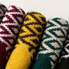 5 Pairs Geometric Pattern Crew Socks Women's Stockings
