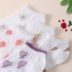 5 Pairs Floral Print Low Cut Ankle Socks Women's Stockings