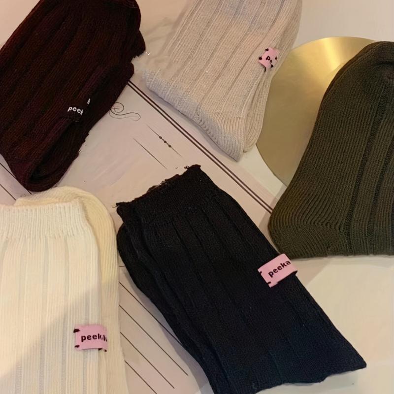 5 Pairs Letter Pattern Mid Tube Socks Women's Stockings