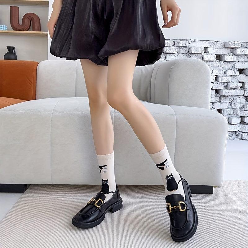 3 Pairs Owl & Cat Socks Comfy Mid Tube Women's Stockings
