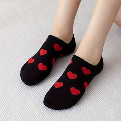 Heart Print Low Cut Ankle Socks Women's Stockings