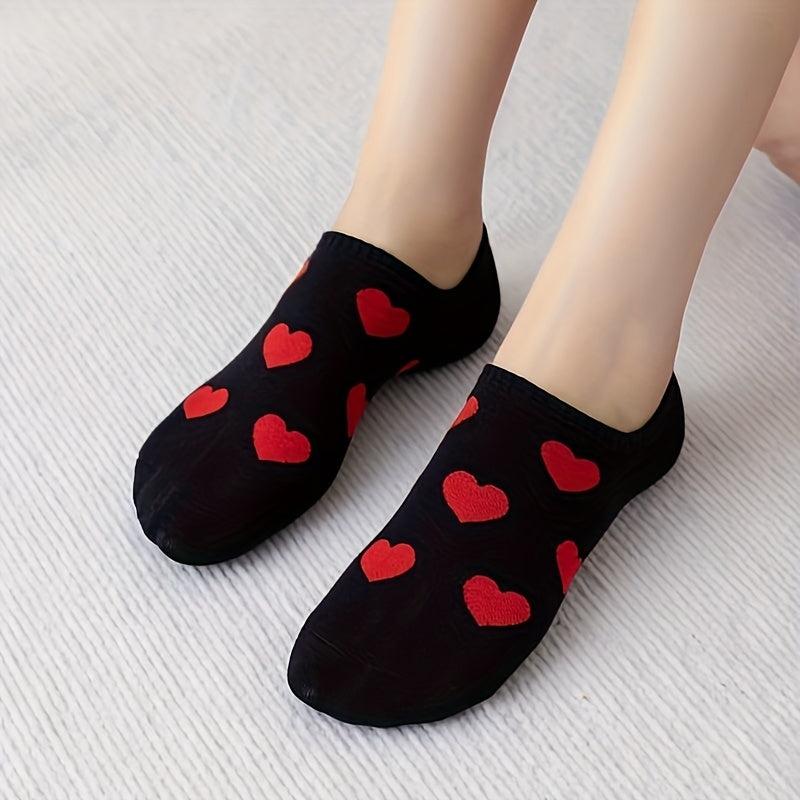Heart Print Low Cut Ankle Socks Women's Stockings