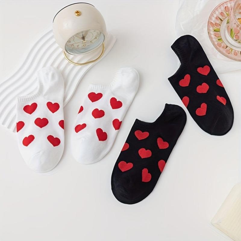 Heart Print Low Cut Ankle Socks Women's Stockings