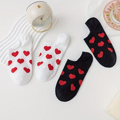 Heart Print Low Cut Ankle Socks Women's Stockings