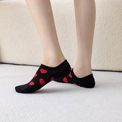 Heart Print Low Cut Ankle Socks Women's Stockings