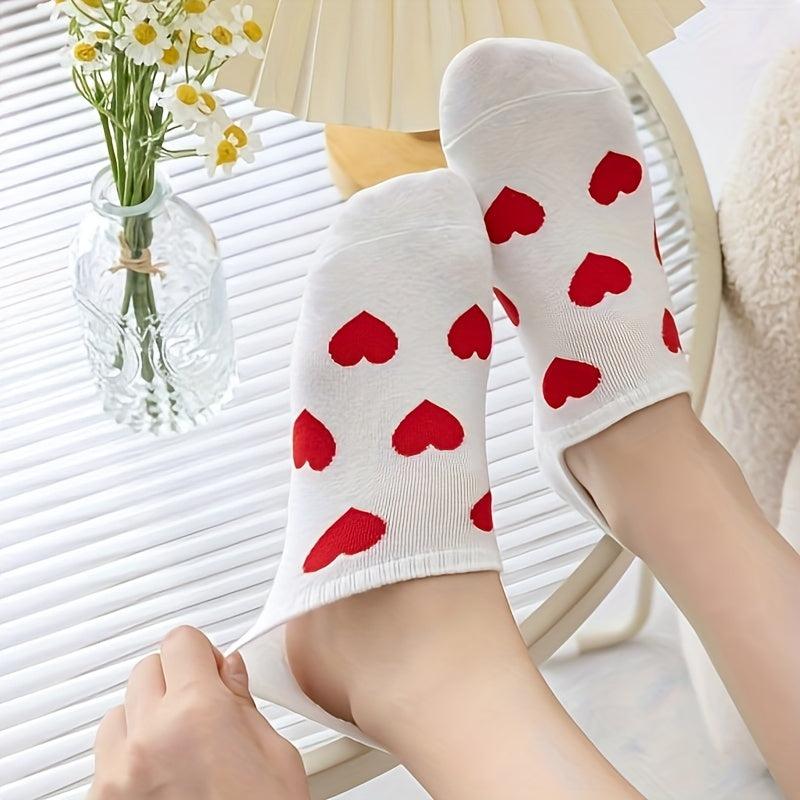 Heart Print Low Cut Ankle Socks Women's Stockings