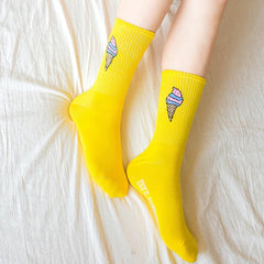 5 Pairs Cartoon Pattern Crew Socks Lightweight & Comfy Women's Stockings